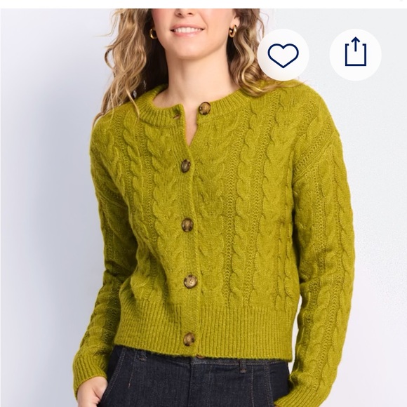 love ellie Sweaters - Stitch Fix Cable Knit Cardigan Sweater - Grass Green Small Petite